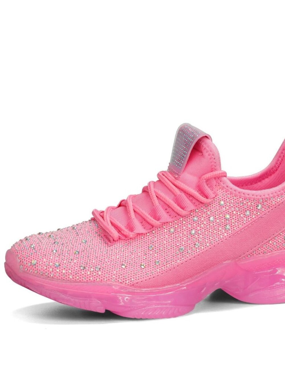 LUCKY STEP Women's Rhinestone Mesh Slip On Walking Shoes Fashion Glitter Sneaker